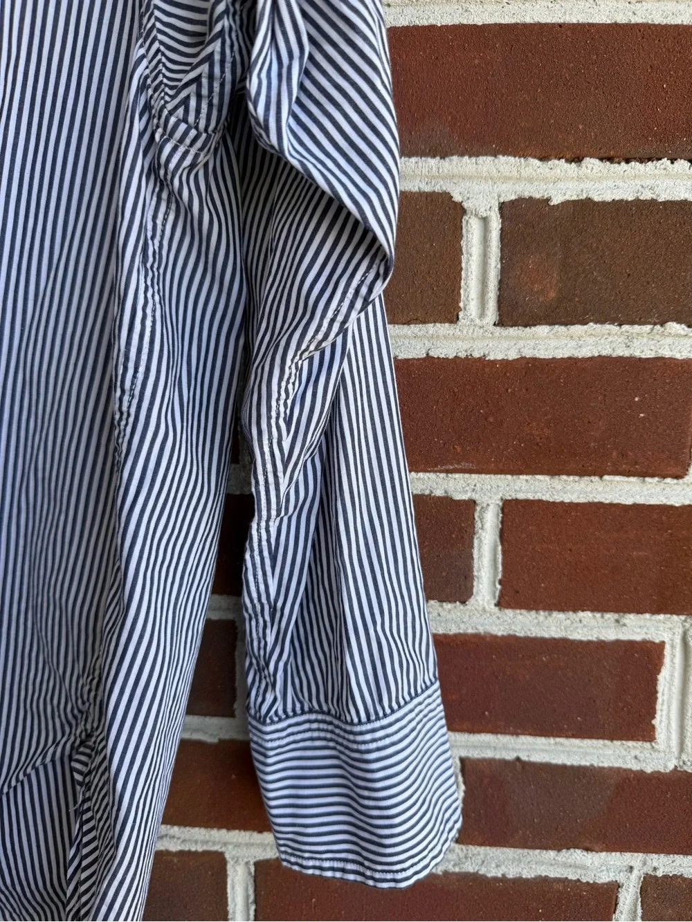 J. Crew Blue and White Vertical Stripe Button-Down Shirt Size 8